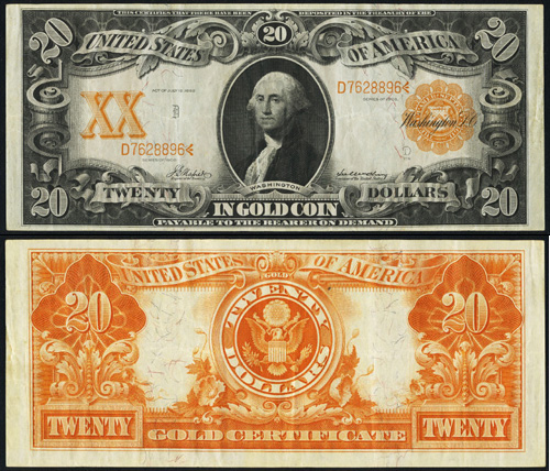 1906 Twenty Dollar Bill Gold Certificate Note