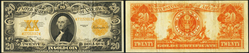 1922 Twenty Dollar Bill Gold Certificate Note