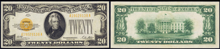 1928 Twenty Dollar Bill Gold Certificate Note
