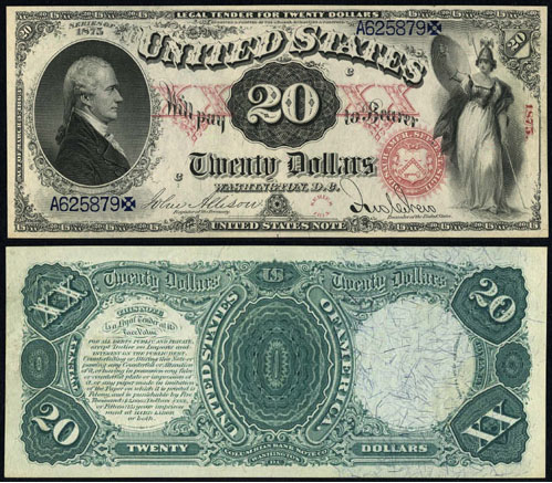 1875 Twenty Dollar Bill Legal Tender Note