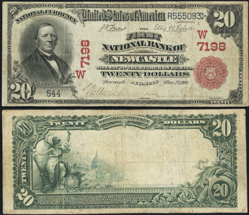 1902 Twenty Dollar Bill National Currency Red Seal Note
