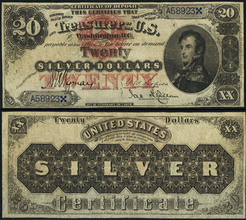 1878 Twenty Dollar Bill Silver Certificate Note