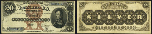 1880 Twenty Dollar Bill Silver Certificate Note