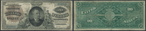 1886 Twenty Dollar Bill Silver Certificate Note