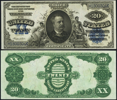 1891 Twenty Dollar Bill Silver Certificate Note