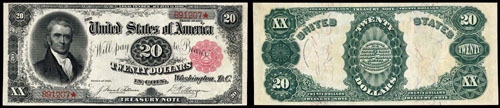 1891 Twenty Dollar Bill Treasury Note