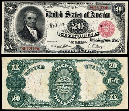 1891 Twenty Dollar Bill Treasury Note
