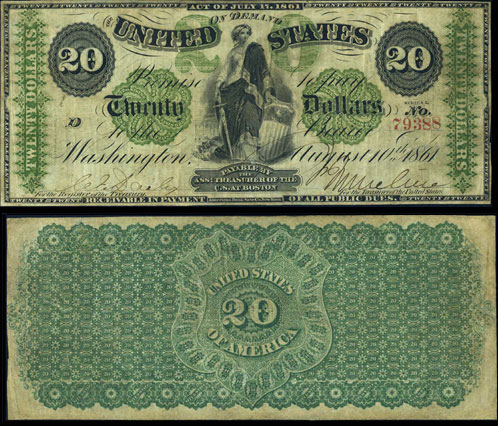1861 Twenty Dollar Bill Demand Note