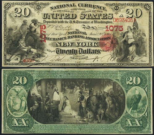 1863 Twenty Dollar National Currency Note