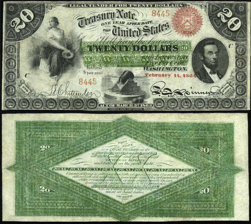 1863 Twenty Dollar Bill Interest Bearing Treasury Note