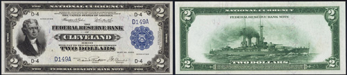 1918 Two Dollar Bill Federal Reserve Bank Note