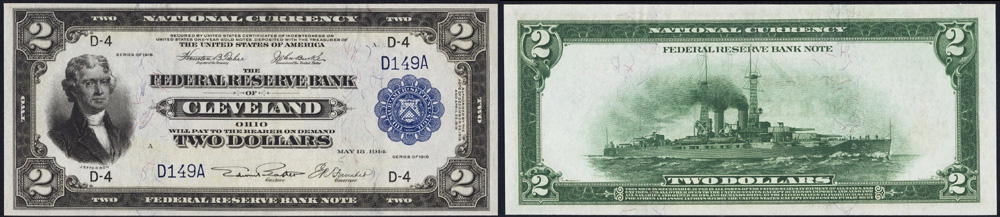 1918 Two Dollar Bill Federal Reserve Bank Note