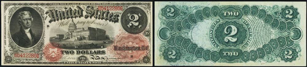 1874 Two Dollar Bill Legal Tender