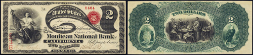 1863 Two Dollar Bill National Currency Note