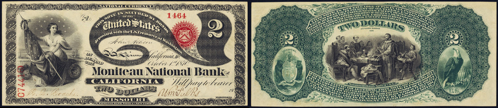 1863 Two Dollar Bill National Currency Note