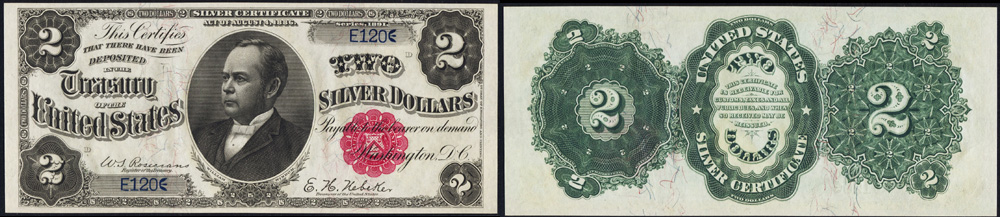 1891 Two Dollar Bill Silver Certificate Note