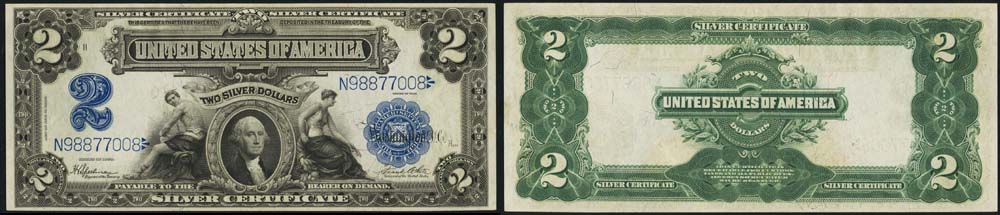 1899 Two Dollar Bill Silver Certificate Note